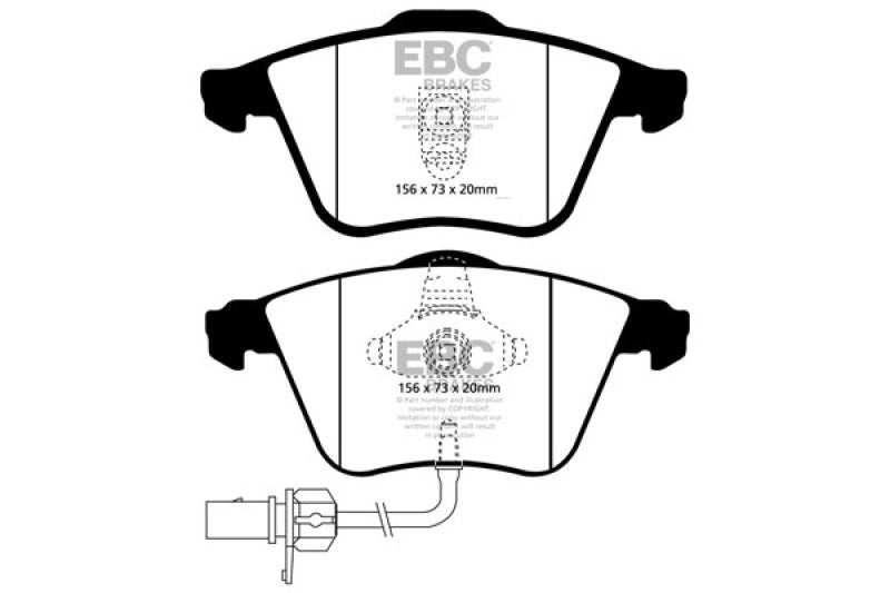 وسادات فرامل أمامية من Redstuff لسيارة Audi A6 Quattro 2.7 Twin Turbo Sedan (مجموعة من 4 وسادات) EBC 02-04