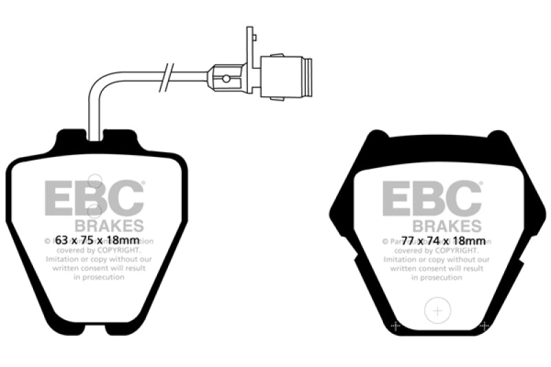 وسادات فرامل أمامية من Yellowstuff EBC 00-03 Audi A8 Quattro 4.2 (مجموعة من 8 وسادات)