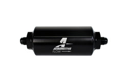 فلتر خطي AeroMotive - (AN-6 ذكر) عنصر زجاجي دقيق مقاس 10 ميكرون بلمسة نهائية سوداء لامعة