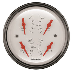 AutoMeter Gauge Quad 3-3/8in. 0 Ohm(e) to 90 Ohm(f)Elec Arctic White