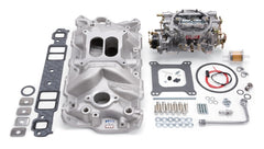 طقم مشعب السحب وكاربيراتور Edelbrock Performer Eps Small Block Chevrolet 1957-1986 بلمسة نهائية طبيعية