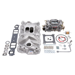 طقم مشعب السحب وكاربيراتور Edelbrock Performer Eps Small Block Chevrolet 1957-1986 بلمسة نهائية طبيعية