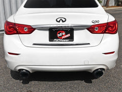 عادم خلفي للمحور من نوع aFe Takeda مقاس 2.5 بوصة مصنوع من مادة 304 SS مع أطراف سوداء لسيارة Infiniti Q50 V6-3.0L موديلات 16-18 (tt)