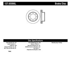 StopTech 00-05 Ford Excursion 4WD / 99-04 F250/F350 Pickup Front Slotted & Drilled Left Rotor