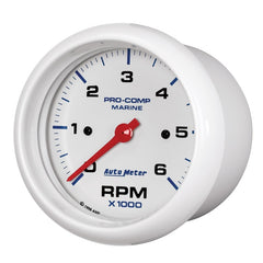 Autometer Marine White Ultra-Lite Gauge 3-3/8in Tachometer 6K RPM