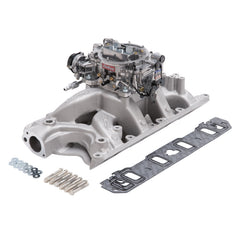 طقم مشعب السحب وكاربيراتور Edelbrock Performer RPM Air-Gap Small Block Ford 351W بلمسة نهائية طبيعية