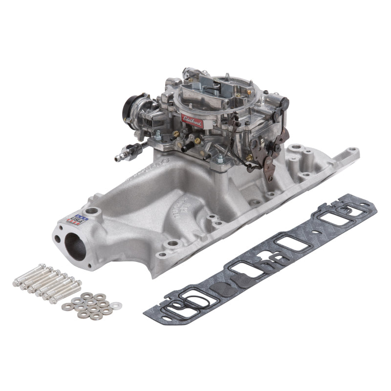 طقم مشعب السحب وكاربيراتور Edelbrock Performer RPM Small Block Ford 289-302 بلمسة نهائية طبيعية