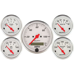 Autometer Arctic White 5 Pc Kit Box w/ Elec Speedo, Elec Oil Press, Water Temp, Volt, Fuel Level