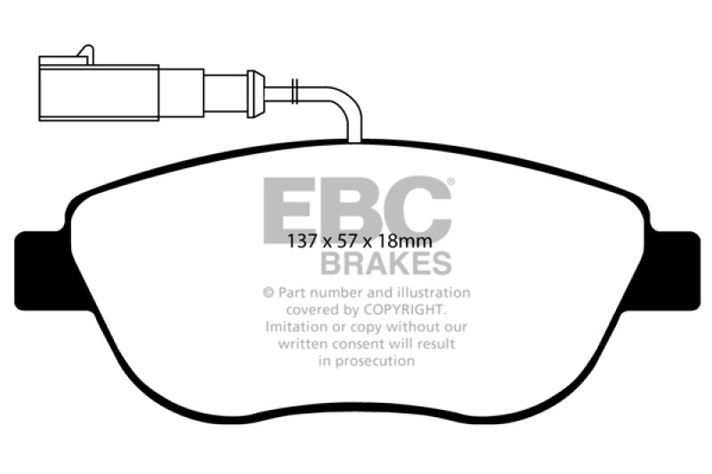 وسادات الفرامل الأمامية EBC 12+ Fiat 500 1.4 Turbo Abarth Yellowstuff