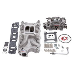 طقم مشعب السحب وكاربيراتور Edelbrock Performer RPM Small Block Ford 289-302 بلمسة نهائية طبيعية