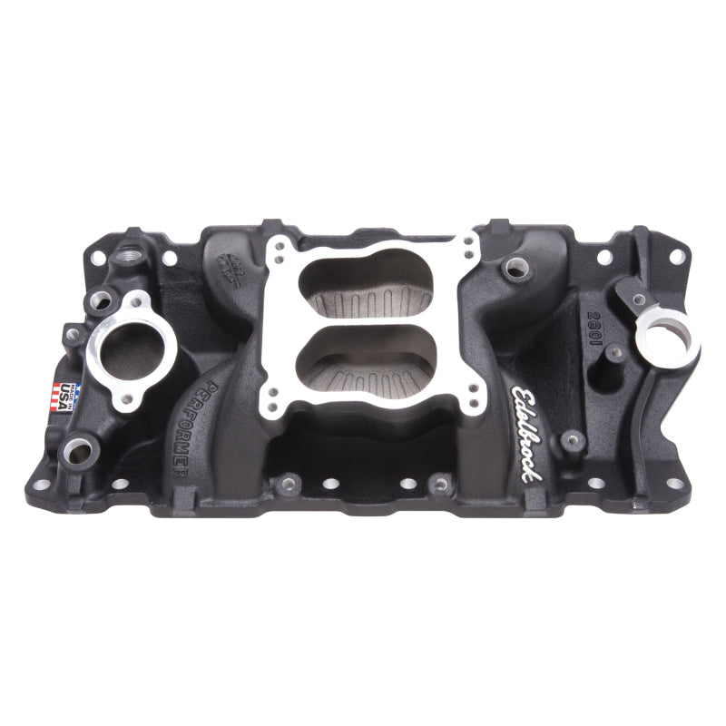 أنبوب Edelbrock Manifold SBC Performer Air Gap باللون الأسود