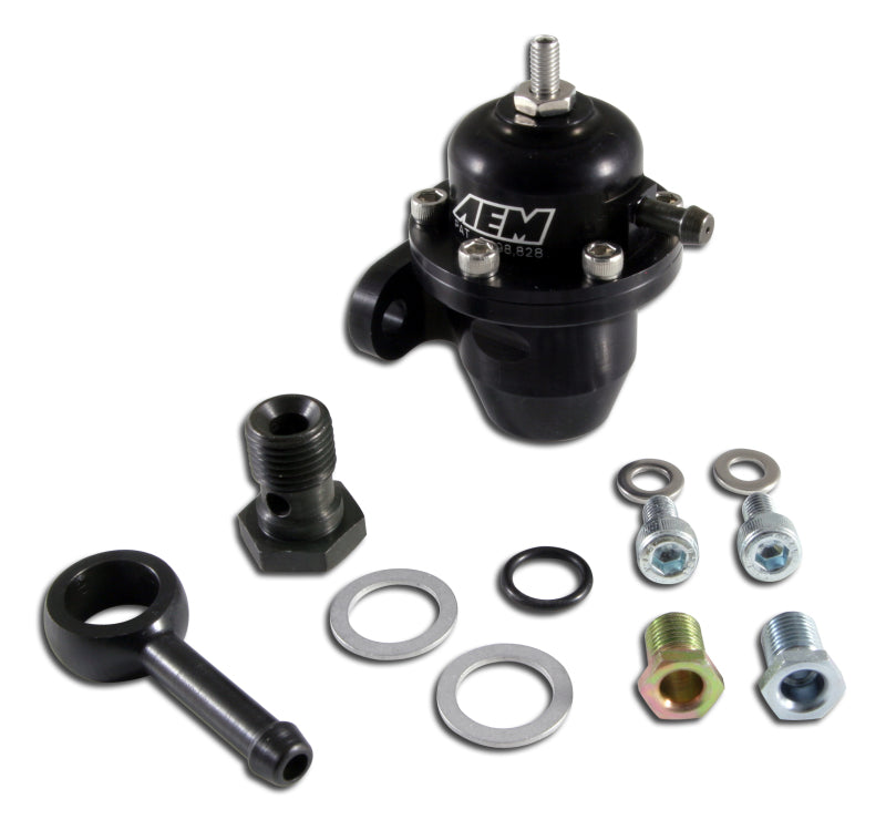 منظم ضغط الوقود القابل للتعديل AEM 86-93 Acura / 95-98 TL / 88-91 Civic/CRX / 92-01 Prelude Black