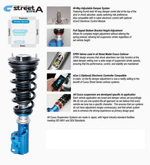 ممتصات صدمات Cusco STREET ZERO-A Coilovers لسيارة Subaru Forester SG5/SG9 مع حوامل علوية قابلة للتعديل وممتص صدمات 40 طريقة