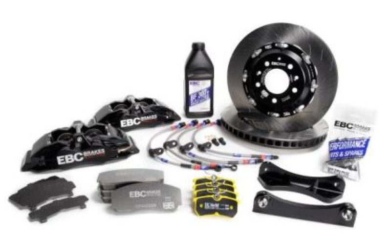 مجموعة فرامل أمامية كبيرة مقاس 355 مم من EBC Racing 12-19 BMW 3-Series (F30/F31/F34) باللون الأسود من Apollo-4