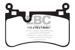 وسادات الفرامل الخلفية Yellowstuff لسيارة Mercedes-Benz C63 AMG (W204) 6.2 EBC 08-13