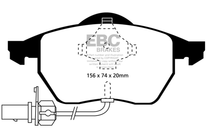 وسادات الفرامل الأمامية Yellowstuff لسيارة Audi A4 1.8 Turbo (B5) موديل EBC 99-01