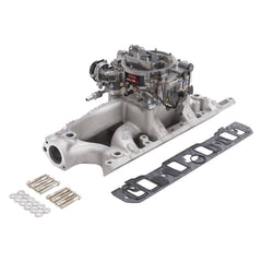 طقم مشعب السحب وكاربيراتور Edelbrock Performer RPM Air-Gap Small Block Ford 289-302 بلمسة نهائية طبيعية