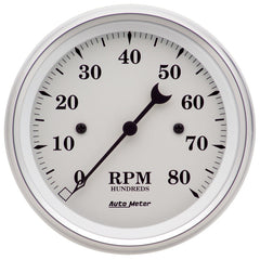 AutoMeter Gauge Tachometer 3-3/8in. 8K RPM In-Dash Old Tyme White