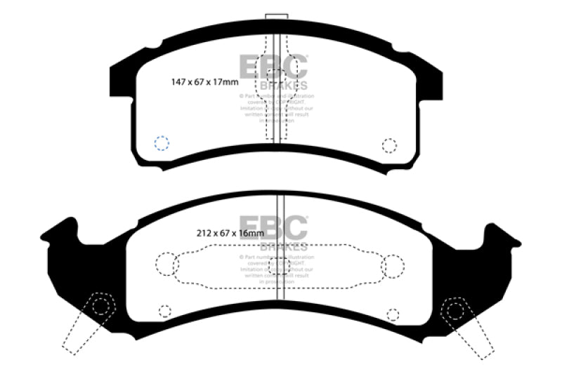 وسادات الفرامل الأمامية Yellowstuff لسيارة Buick Le Sabre (FWD) 3.8 EBC 92-93