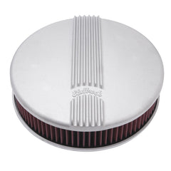 Edelbrock Air Cleaner Classic Series Round Aluminum Top Cloth Element 14In Dia X 3 9In Satin