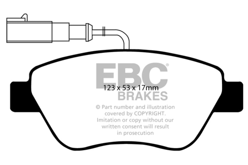 وسادات فرامل أمامية من Yellowstuff EBC 10-11 Fiat 500 1.4 (فرجار بوش)