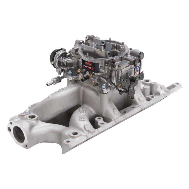 طقم مشعب السحب وكاربيراتور Edelbrock Performer RPM Air-Gap Small Block Ford 289-302 بلمسة نهائية طبيعية